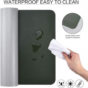 img 2 attached to Leather Desk Pad 31.5" X 15.7", Waterproof Office Mat, PU Mousepad, Writing Protector Cover For Home/Work/Cubicle (Green/Gray)