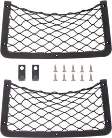 img 4 attached to 🚗 2 Pack DEDC Framed Stretch Mesh Net Pockets for Rear Cargo Storage Organizer in Auto RV, Black Frame with Screw - Mesh Netting Chart Pocket Included