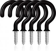 pack of 50 ceiling hooks, 1-1/4 inch vinyl coated screw-in hooks for hanging plants & flower baskets, multi-purpose wall and garage hooks, indoors and outdoors - black логотип