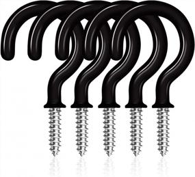 img 4 attached to Pack of 50 Ceiling Hooks, 1-1/4 Inch Vinyl Coated Screw-in Hooks for Hanging Plants & Flower Baskets, Multi-Purpose Wall and Garage Hooks, Indoors and Outdoors - Black
