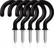 pack of 50 ceiling hooks, 1-1/4 inch vinyl coated screw-in hooks for hanging plants & flower baskets, multi-purpose wall and garage hooks, indoors and outdoors - black logo
