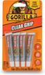 gorilla clear grip waterproof contact adhesive minis, 4 .2oz tubes, transparent glue (1 pack) logo