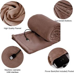 img 1 attached to Stay Cozy Anywhere With This Brown USB Heated Blanket Wrap Shawl- Perfect Christmas Gift For Home Or Office!