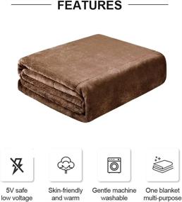 img 3 attached to Stay Cozy Anywhere With This Brown USB Heated Blanket Wrap Shawl- Perfect Christmas Gift For Home Or Office!