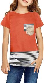 img 3 attached to ZIWOCH Sleeve Shirts Colorblock Striped Girls' Clothing ~ Tops, Tees & Blouses