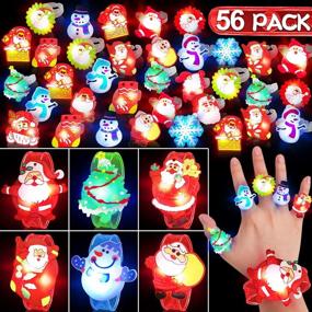 img 4 attached to AMENON 56 Pcs Christmas Stocking Stuffers Party Favors For Kids, 50 Light Up Rings 6 LED Bracelets Stocking Stuffers Gifs Flashing Light Glow In The Dark Christmas Party Supplies Boys Girls Xmas Toys