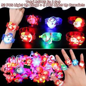 img 3 attached to AMENON 56 Pcs Christmas Stocking Stuffers Party Favors For Kids, 50 Light Up Rings 6 LED Bracelets Stocking Stuffers Gifs Flashing Light Glow In The Dark Christmas Party Supplies Boys Girls Xmas Toys