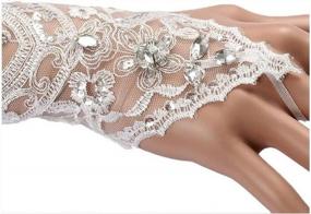 img 2 attached to Sparkling Elegance: MisShow Fingerless Lace Rhinestone Gloves For Wedding Party