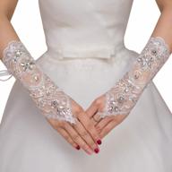 sparkling elegance: misshow fingerless lace rhinestone gloves for wedding party logo
