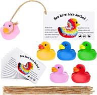 60 duck-themed cards with rubber ducks and strings, small rubber duck with duck duck card tags, multicolor mini rubber ducks for baby shower party favors gift (chic style) logo