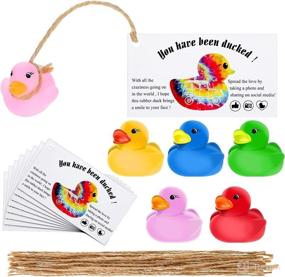 img 4 attached to 60 Duck-Themed Cards with Rubber Ducks and Strings, Small Rubber Duck with Duck Duck Card Tags, Multicolor Mini Rubber Ducks for Baby Shower Party Favors Gift (Chic Style)
