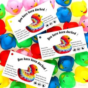 img 2 attached to 60 Duck-Themed Cards with Rubber Ducks and Strings, Small Rubber Duck with Duck Duck Card Tags, Multicolor Mini Rubber Ducks for Baby Shower Party Favors Gift (Chic Style)