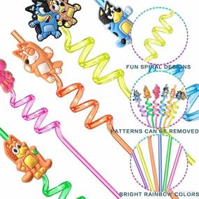 img 1 attached to 🐶 Blue Dog Birthday Party Supplies: 24 Reusable Straws with 2 Cleaning Brushes