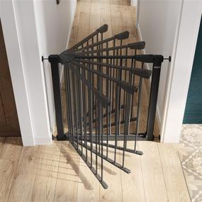 img 1 attached to Graco BabySteps Walk-Thru Metal Safety Gate (Black) - Pressure-Mounted Baby Gate for 🚼 Doorway, Expands 29.5-40.5 Inches, Height 29.5 Inches, Includes 3 Extensions, Child and Pet Friendly