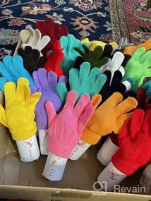 img 5 attached to Cooraby 16 Pairs Winter Kids Warm Magic Gloves Full Fingers Stretchy Knitted Gloves For Boys Or Girls