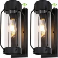 etl certified hykolity outdoor wall lanterns, 2 pack anti-rust waterproof dusk to dawn wall light fixtures with clear glass shade for entryway, porch - black finish logo