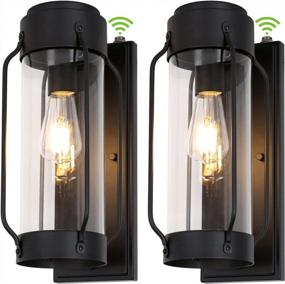 img 4 attached to ETL Certified Hykolity Outdoor Wall Lanterns, 2 Pack Anti-Rust Waterproof Dusk To Dawn Wall Light Fixtures With Clear Glass Shade For Entryway, Porch - Black Finish