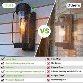 img 2 attached to ETL Certified Hykolity Outdoor Wall Lanterns, 2 Pack Anti-Rust Waterproof Dusk To Dawn Wall Light Fixtures With Clear Glass Shade For Entryway, Porch - Black Finish