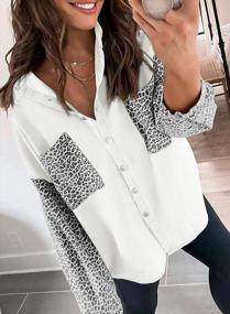 img 3 attached to Women'S Long Sleeve Colorblock Contrast Leopard Denim Jacket - Size Large - White