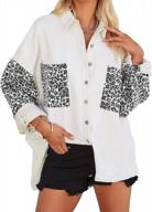 women's long sleeve colorblock contrast leopard denim jacket - size large - white logo