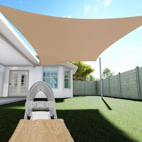 img 4 attached to TANG Sunshades Depot A Ring Design Steel Cable Wire Reinforcement Sun Shade Sails 20' X 20' Square Sand Heavy Duty Permeable 260 GSM