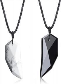 img 4 attached to Парные ожерелья с подвеской COAI Obsidian Howlite Wolf Tooth Yin Yang Design
