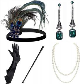 img 4 attached to BABEYOND 1920S Flapper Costume Set With Headband, Pearl Necklace, Gloves, And More!