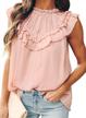 diukia flowy chiffon lined sleeveless tops with cute ruffles for women's summer blouses and shirts logo