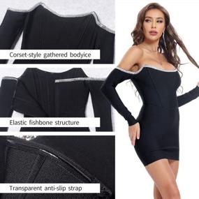 img 1 attached to BEAUKEY Off Shoulder Bodycon Bandage Dress For Women Cocktail Party Dress