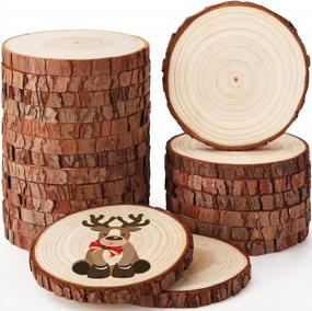 img 4 attached to 22Pcs 3.5"-4" Unfinished Natural Wood Slices Circle Kit Without Hole DIY Arts Crafts For Rustic Wedding Decorations, Round Coasters & Halloween/Christmas Ornaments.