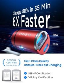 img 3 attached to AINOPE USB C Car Charger Adapter 60W - Fast Charging, PD 30W & QC 30W, Flush Fit & All Metal, Compatible with iPhone Samsung & All Smartphones