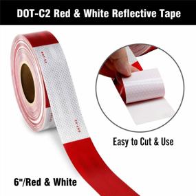 img 1 attached to 🚧 Enhance Vehicle Safety with TYLife Reflective Tape: DOT-C2 Red/White Waterproof Conspicuity Safety Tape for Vehicles, Trailers, Boats, Signs (2 in x 32ft)