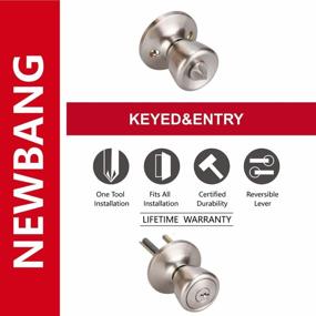 img 3 attached to Exterior Door And Front Door Keyed Entry Knob Lock 4Pack Satin Nickel Finish 5761-SN-ET-4P NEWBANG Tulip Knob Handle
