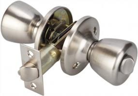 img 1 attached to Exterior Door And Front Door Keyed Entry Knob Lock 4Pack Satin Nickel Finish 5761-SN-ET-4P NEWBANG Tulip Knob Handle