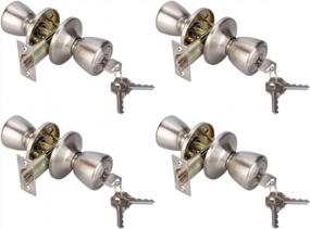 img 4 attached to Exterior Door And Front Door Keyed Entry Knob Lock 4Pack Satin Nickel Finish 5761-SN-ET-4P NEWBANG Tulip Knob Handle