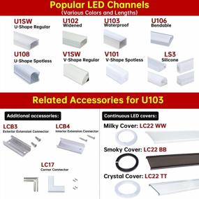 img 1 attached to Muzata 10Pack 3.3FT/1M Black LED Channel System Spotless U Shape With Frosted Milky White Diffuser Cover 18X13 Mm Wide Aluminum Profile Track For Waterproof LED Strip, U103 1M BW, LN1 LU2 LP1