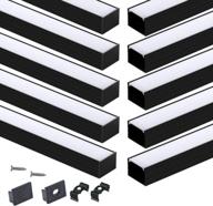 muzata 10pack 3.3ft/1m black led channel system spotless u shape with frosted milky white diffuser cover 18x13 mm wide aluminum profile track for waterproof led strip, u103 1m bw, ln1 lu2 lp1 logo