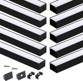 img 4 attached to Muzata 10Pack 3.3FT/1M Black LED Channel System Spotless U Shape With Frosted Milky White Diffuser Cover 18X13 Mm Wide Aluminum Profile Track For Waterproof LED Strip, U103 1M BW, LN1 LU2 LP1