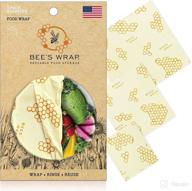 🐝 bee's wrap: assorted 3 pack - made in usa - certified organic cotton - plastic and silicone free - reusable beeswax food wraps - 3 sizes (s,m,l) logo