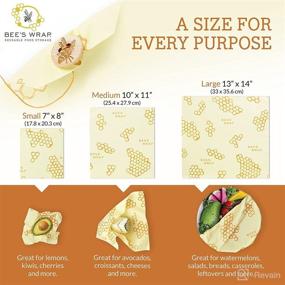 img 3 attached to 🐝 Bee's Wrap: Assorted 3 Pack - Made in USA - Certified Organic Cotton - Plastic and Silicone Free - Reusable Beeswax Food Wraps - 3 Sizes (S,M,L)