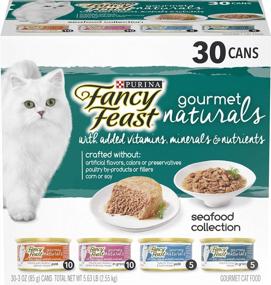 img 4 attached to Purina Fancy Feast Natural Wet Cat Food Variety Pack, Gourmet Naturals Seafood Collection - (30) 3 Oz. Cans