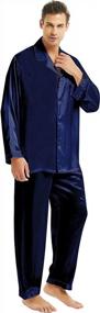 img 4 attached to Lonxu Pajamas Set Mens Silk Satin Pajamas Long Sleeve Loungewear Two-Piece Sleepwear Button-Down Pj Set S-XXXXL