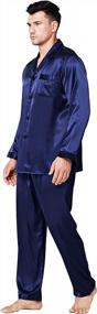 img 3 attached to Lonxu Pajamas Set Mens Silk Satin Pajamas Long Sleeve Loungewear Two-Piece Sleepwear Button-Down Pj Set S-XXXXL