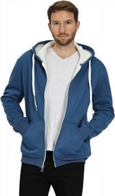 img 1 attached to Mens Sherpa Lined Hoodie Jacket Zip Up Thermal Fleece Sweatshirt Full Zip Hooded