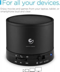 img 3 attached to Wireless Bluetooth Speaker & Speakerphone By Ematic - Compatible With IPhone, IPad, IPod, Android Devices & Laptops (Black)