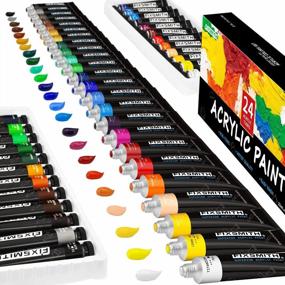 img 4 attached to 24 Color Acrylic Paint Set By FIXSMITH | 0.74 Oz/22 Ml Tubes With Storage Box | Non Fading, Non Toxic Paints For Artists & Kids | Art Supplies For Canvas Wood Fabric Ceramic Crafts Painting.