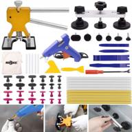 51-piece paintless dent repair kit with golden dent lifter, bridge dent puller, and auto trim tools - mookis dent removal kit for professional results logo