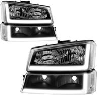 gorware headlights assembly compatible with 2003 2004 2005 2006 2007 silverado 3d led drl headlamp bumper lamp replacement set with black housing clear lens and reflector logo