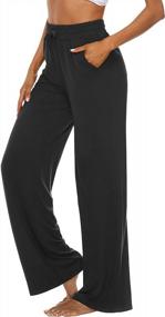 img 4 attached to Comfortable And Stylish OYANUS Women'S Lounge Pants With Drawstring, Wide Leg And Pockets - Ideal For Yoga, Pajamas, And Casual Wear