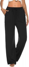 img 3 attached to Comfortable And Stylish OYANUS Women'S Lounge Pants With Drawstring, Wide Leg And Pockets - Ideal For Yoga, Pajamas, And Casual Wear